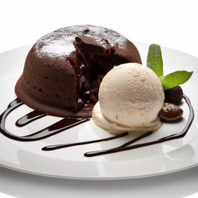 Foto av Sjokolade lava-kake med vaniljeis